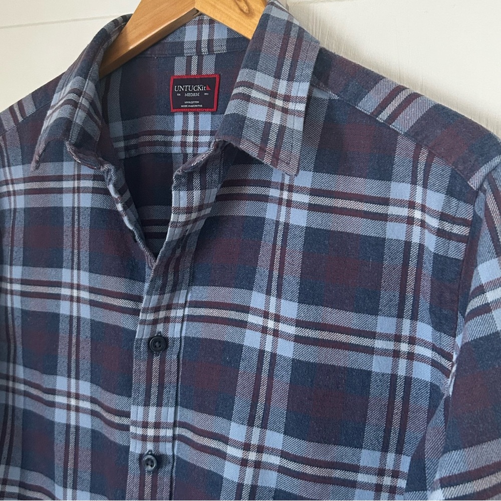 UNTUCKit Men’s Size M Long Sleeve Plaid Flannel Button Down Shirt - Picture 4 of 13